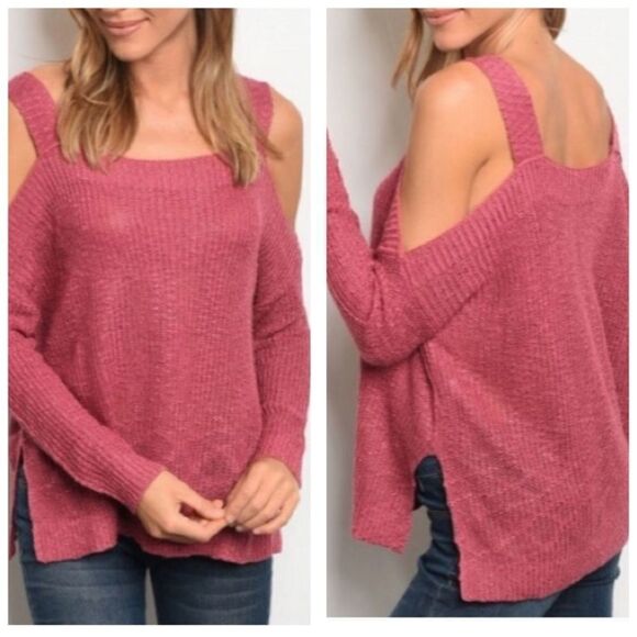 Sexy cut-out Shoulder Sweater Rose Color - Picture 11 of 11
